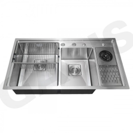 Chậu rửa 2 hố lệch có máy rửa cốc, chén MS22.96