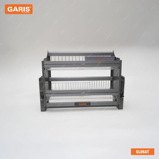 Giá bát đĩa nâng hạ cơ, bằng nhôm màu titan + rổ inox 304 GL06.80AT