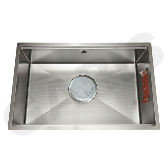 Chậu rửa 1 hố âm bàn đá GS11.76D Inox 304, bề mặt vân LinenShield-X™ Ultra Defense chống xướ