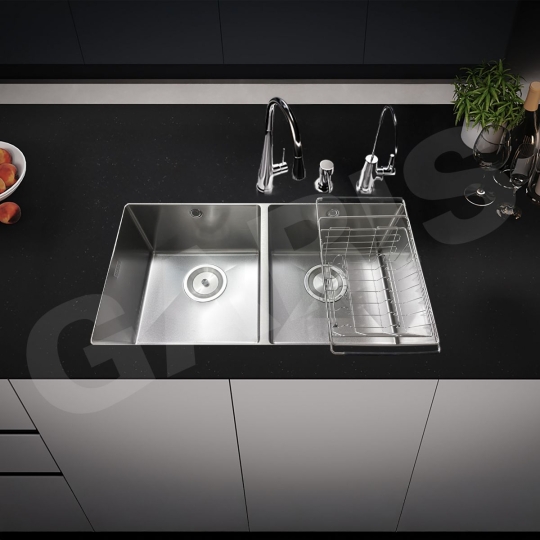 Chậu rửa 2 hố cân âm bàn đá GS21.81D