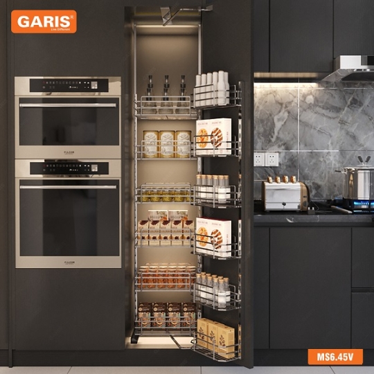 Tủ đồ khô 6 tầng MS6.45V Tủ đồ khô 6 tầng, khay nan oval, inox 304, bề mặt điện hoá, dùng cho cánh mở