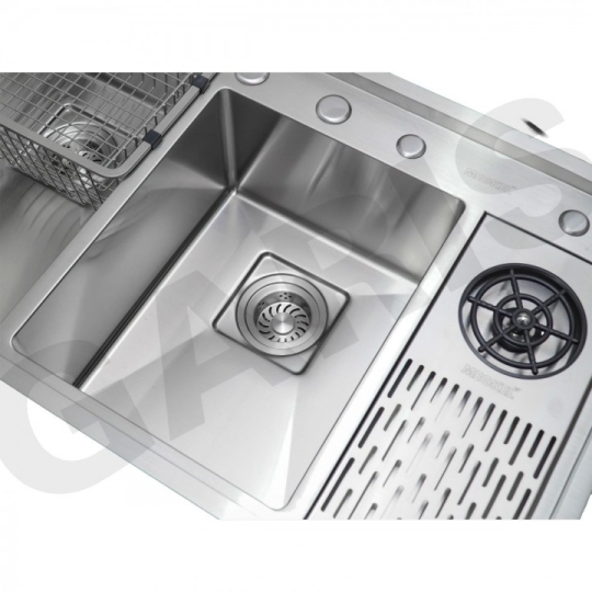 Chậu rửa 2 hố lệch có máy rửa cốc, chén MS22.96